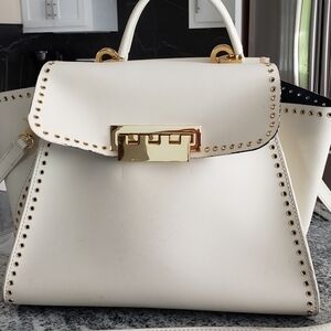 ZAC POSEN white leather handbag